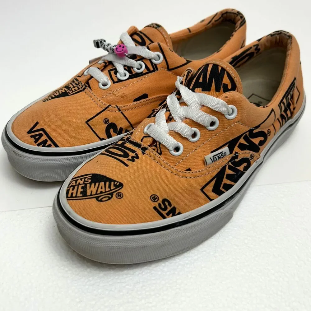 Vans Era Off The Wall Logo Mix Orange Black Canvas Sneakers US M6 W7.5